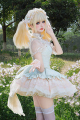 Green Sleeveless Multi-Layered Ruffle Bowknot Lace Lace-Up Sweet Princess Lolita Jsk Dress - Product - 3