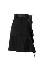 Black Buckle Belt Waist Bag Spider Embroidery Women's Punk Pleated Skirt - Product - 6