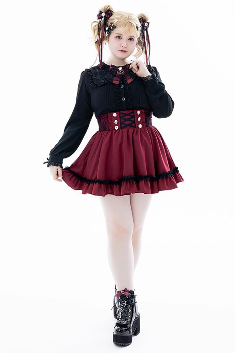 Sweet Ruffle Lace Lace-Up Japanese Jirai Kei Skirt 4 Colors - Product - 16