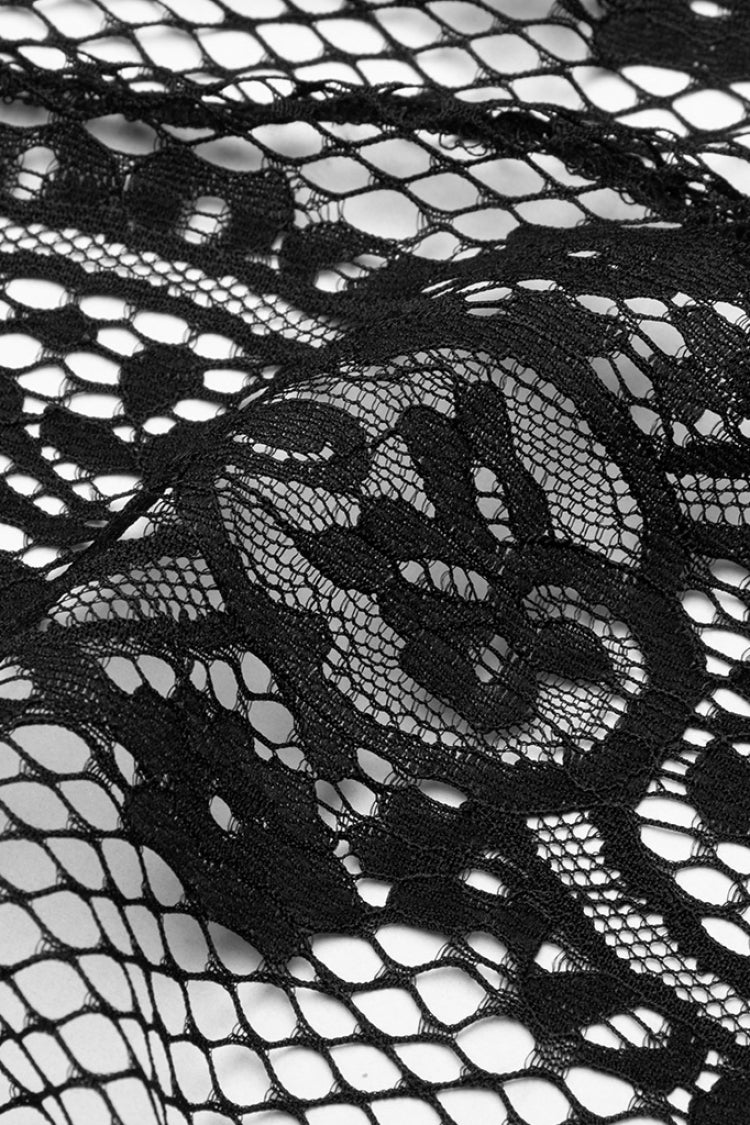 Black Embroidery Lace Asymmetric Hem Women's Gothic Skirt - Product - 7