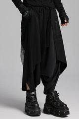 Black Mesh Asymmetric Zipper Men's Punk Pants - Product - 2