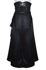 Black Chain Shaped Ribbons Zipper Up Leather Big Swing Punk Womens Half Skirt - Product - 3