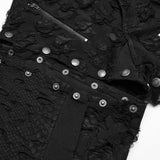 Black Stitching Ripped Metal Ring Women's Punk Split Detachable Pants - Product - 5