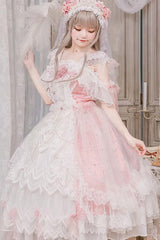 Pink [Glazed Phantom] Off Shoulder Ruffle Hanayome Bowknot Lace Sweet Elegant Lolita Dress - Product - 4