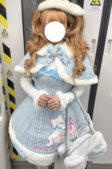 Blue Print Embroidery Bowknot Sweet Princess Lolita Jsk Dress - Blue - 1