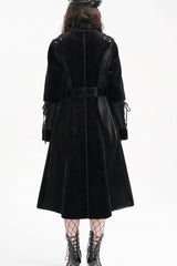 Black Women's Buckle-up Studs Eyelets Gothic Coat - Product - 7