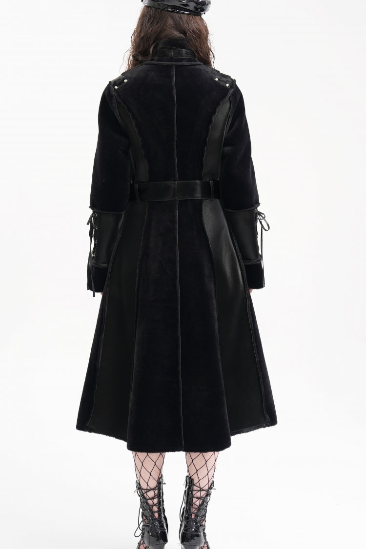 Black Women's Buckle-up Studs Eyelets Gothic Coat - Product - 7