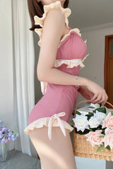 Sexy Hollow Backless Lace-Up Sleeveless Cute Sweet Lolita One Piece Swimsuit 2 Colors - Product - 2