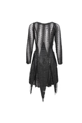 Black Forest Witch Short Irregular Ripped Mesh Women's Gothic Dress - Product - 8