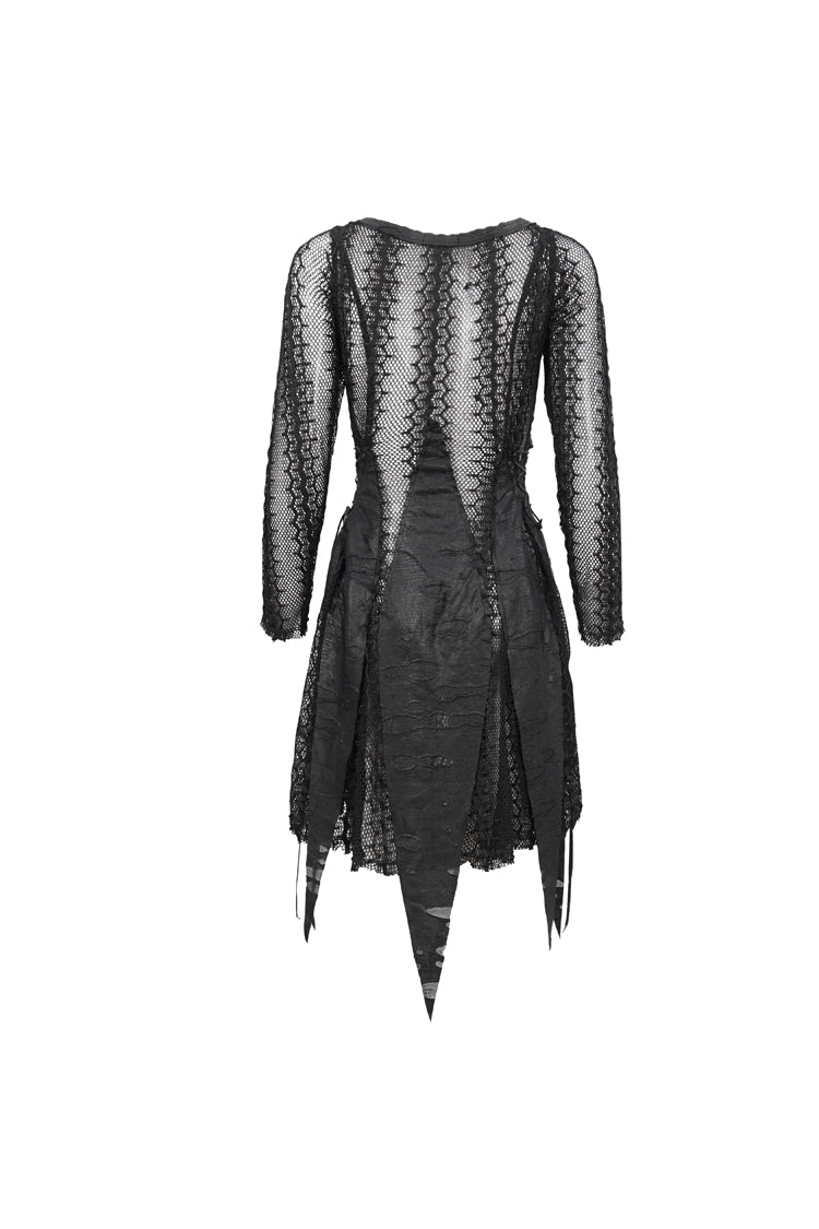 Black Forest Witch Short Irregular Ripped Mesh Women's Gothic Dress - Product - 8