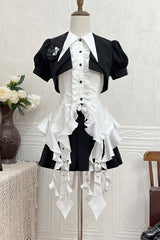 Black [Broken Gemstones] Ruffle Gothic Lolita Skirt - Product - 4
