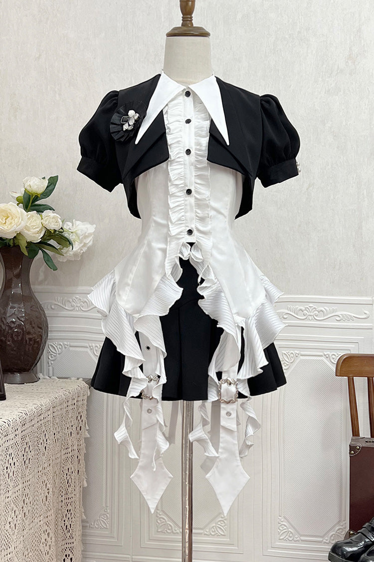 Black [Broken Gemstones] Ruffle Gothic Lolita Skirt - Product - 4