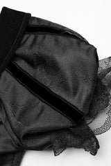 Black Short Puff Sleeves Lace-Up Women's Gothic Dress - Product - 6