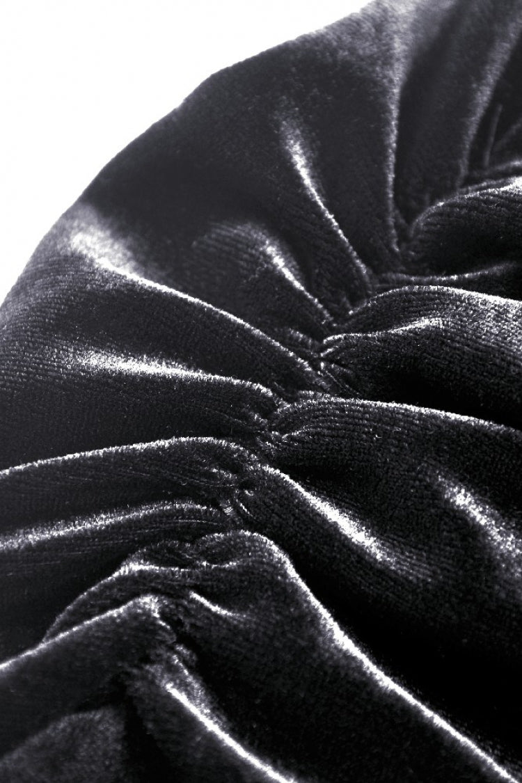 Black Lace Long Puff Sleeves Women's Gothic Velet Dress - Product - 18