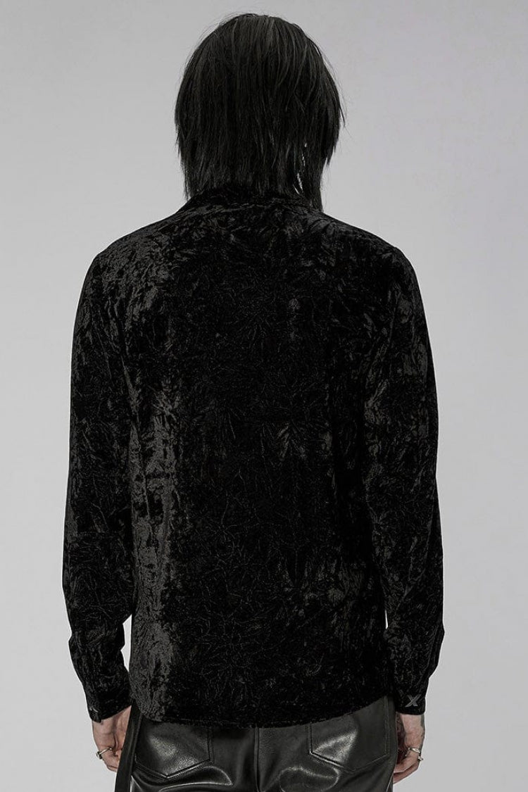 Men's Stand Collar Long Sleeves Metal Buckle Detachable Chain Steampunk Blouse 2 Colors - Product - 3