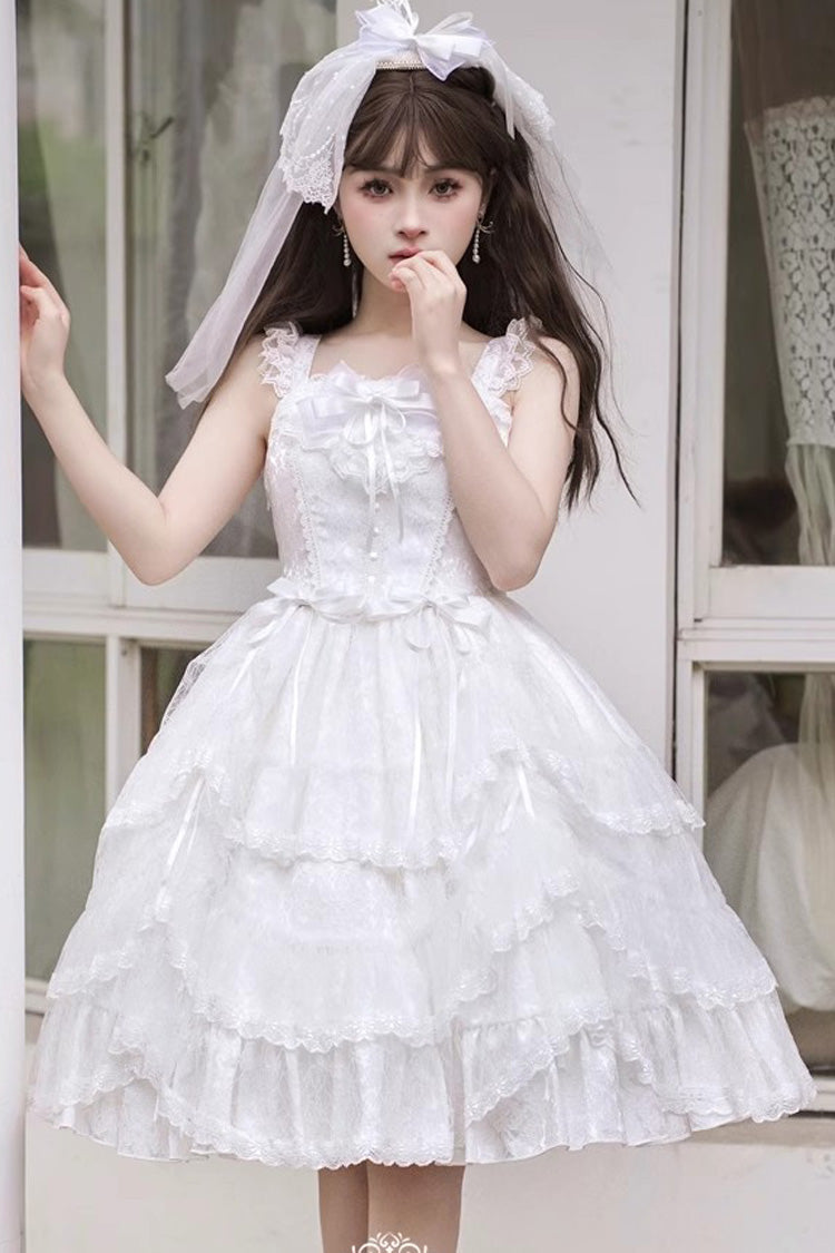 Iris Love Multi-layer Jacquard Bowknot Sweet Elegant Princess Lolita Jsk Dress 2 Colors - Product - 7