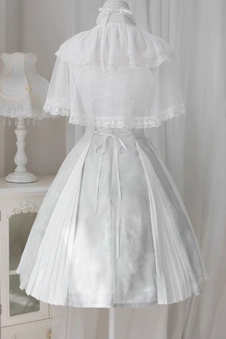 White Summer Dream Lotus Sleeveless Chinese Style Sweet Qi Lolita Jsk Dress - Product - 9