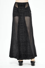 Black High Waisted Jacquard Lace Women's Punk Skirt - Black - 1
