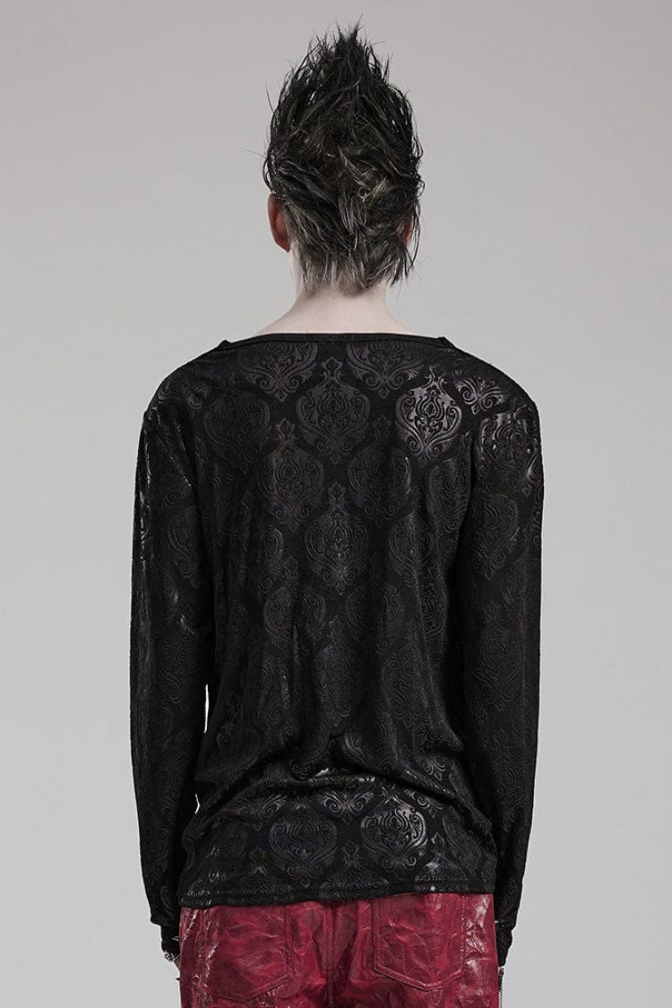 Black Long Sleeves Print Mens Gothic T-Shirt - Product - 3