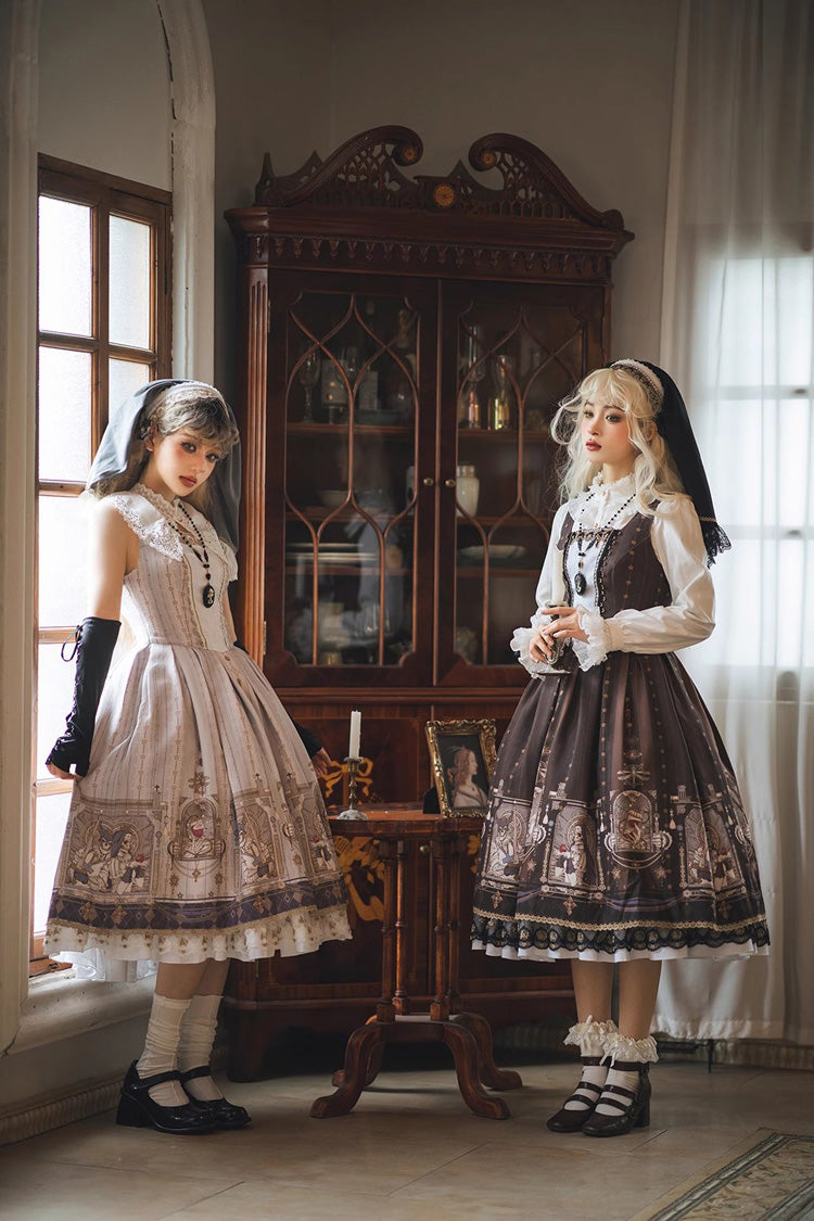 Demon Hunting Notes Print Ruffle Sweet Elegant Lolita Jumper Dress 2 Colors - Product - 8