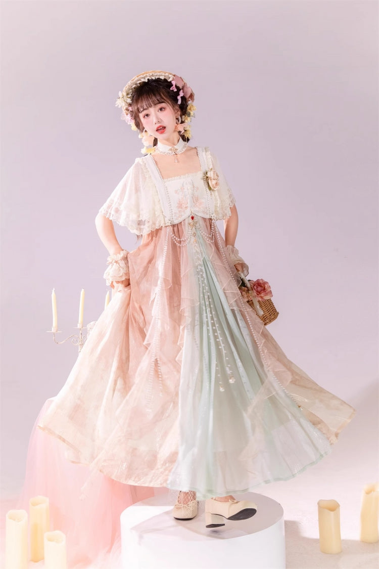 Multi-Color Ruffle Lace Sweet Chinese Style Elegant Princess Lolita Jsk Dress Set - Product - 4