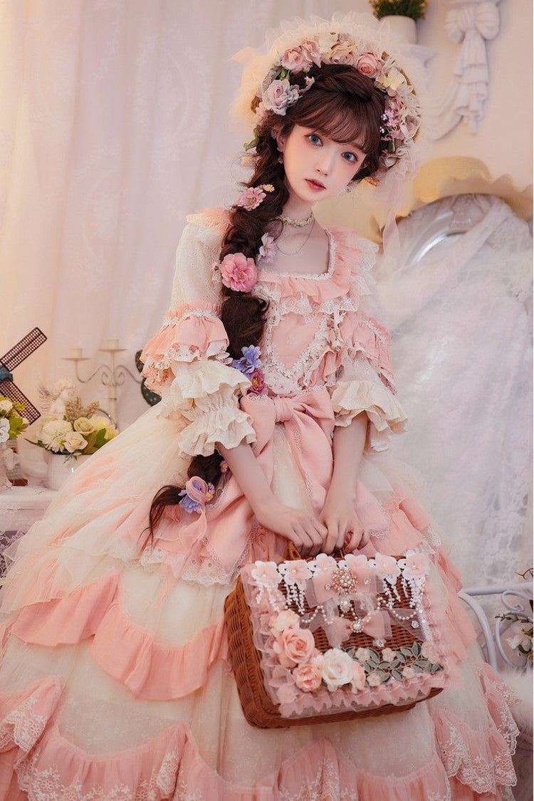 Hand Woven Rattan Flowers Bowknot Sweet Elegant Princess Lolita Tote Bag 2 Colors - Product - 2