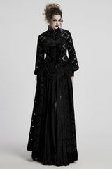 Black Long Sleeves Ruffle Floral Embroidery Women's Gothic Blouse - Product - 4