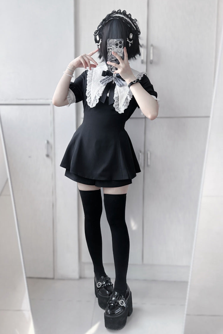Choir Fake Collar Short Sleeves Lace Jirai Kei Japanese Dress Set 2 Colors - Product - 9
