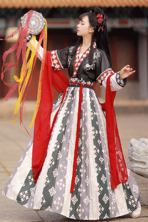 Ancient Tang Dynasty Embroidery Printing Sweet Hanfu Dress - Product - 7
