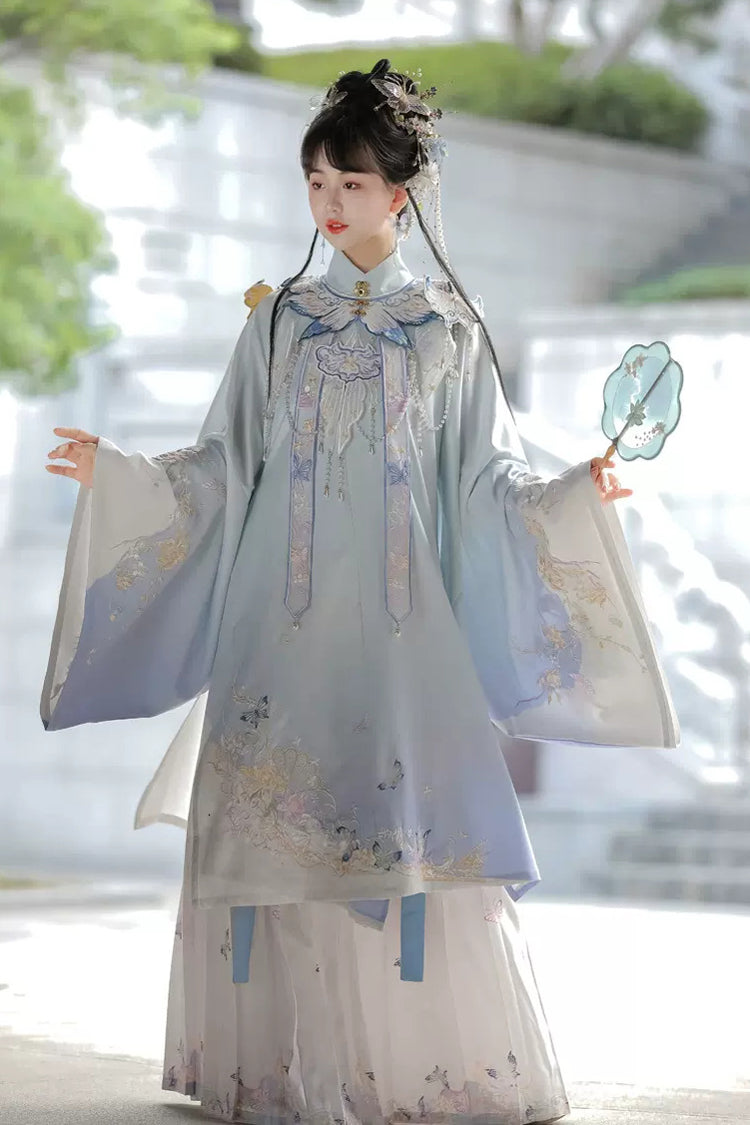 Multi-Color Stand Collar Print Embroidery Sweet Hanfu Dress - Product - 2