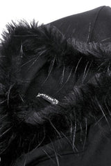 Black Long Bell Sleeves Lace Button Women's Gothic Romantic Coat with Hood - Product - 10