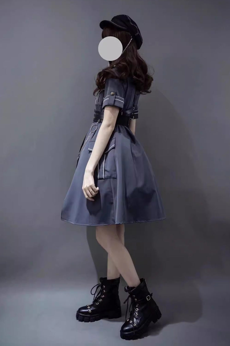 Evil Python 2.0 Short Sleeves Gothic Military Handsome Lolita Dress 3 Colors - Product - 11