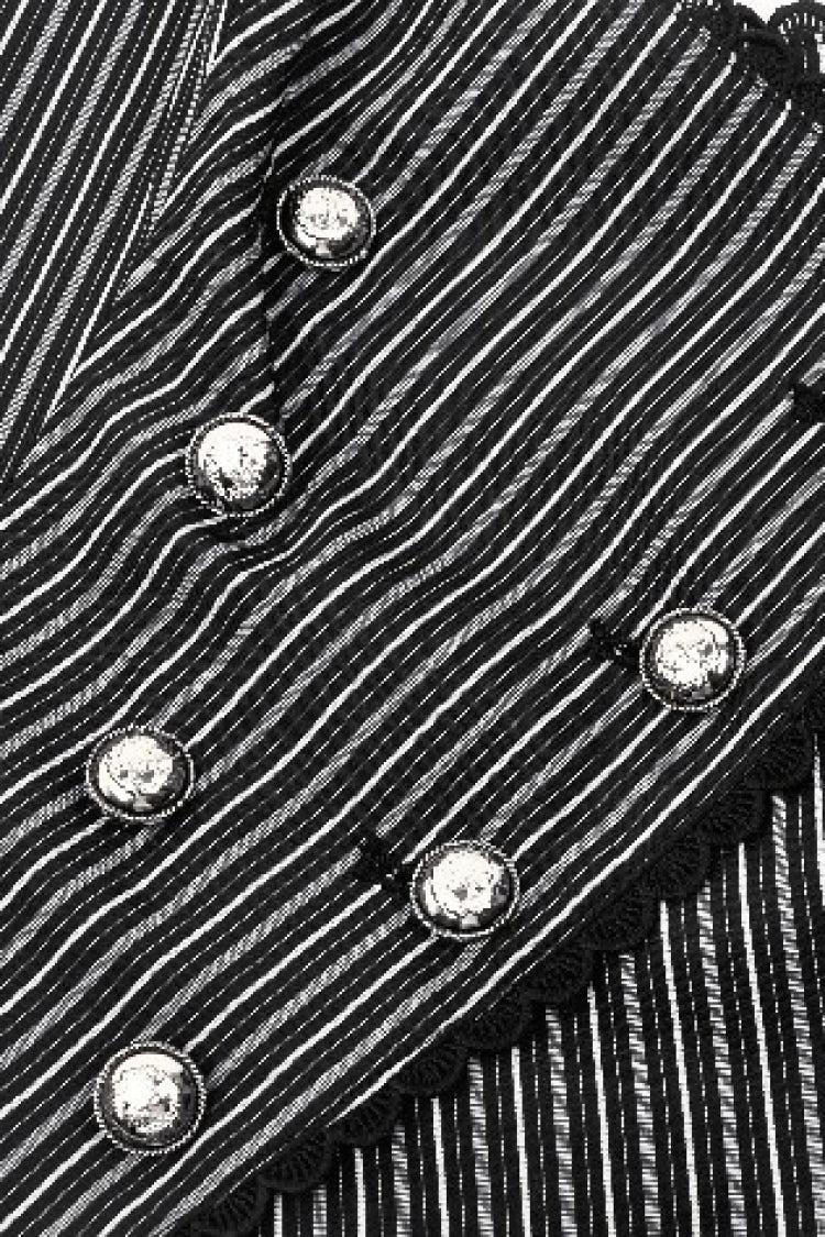 Black/White Striped Buckled Women's Gothic College Style Vest - Product - 12