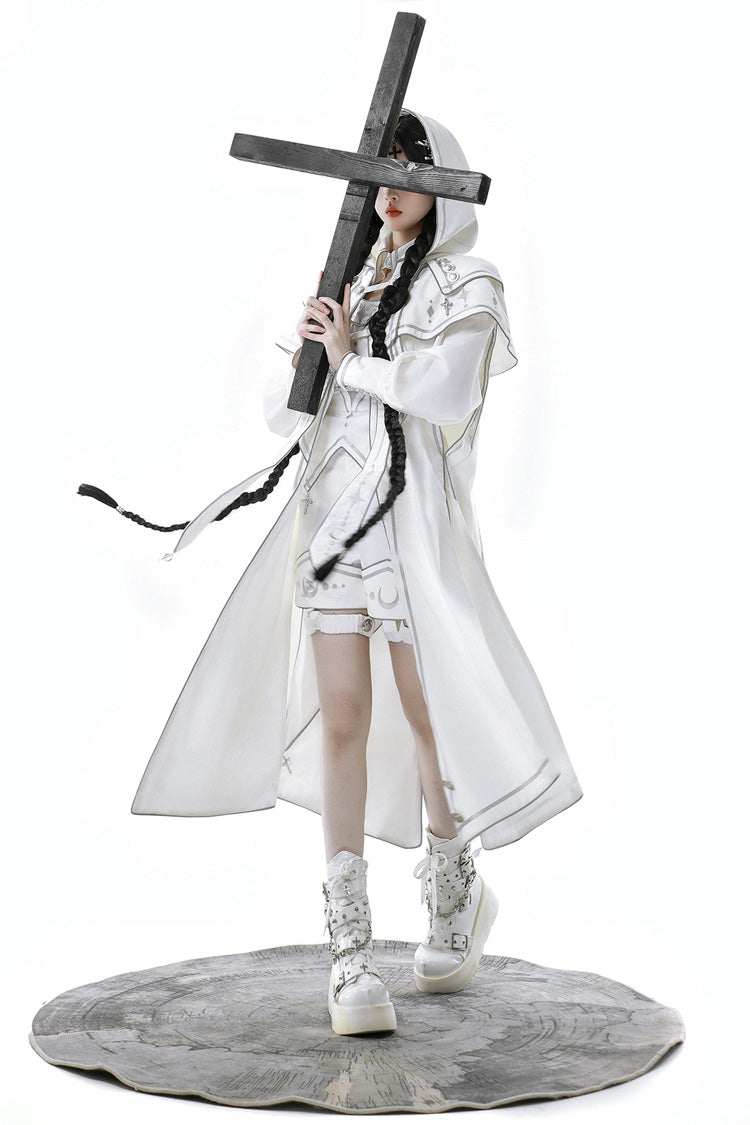 White Bionic Dimension Futuristic Mechanical Style Print Ouji Fashion Lolita Shorts - Product - 11