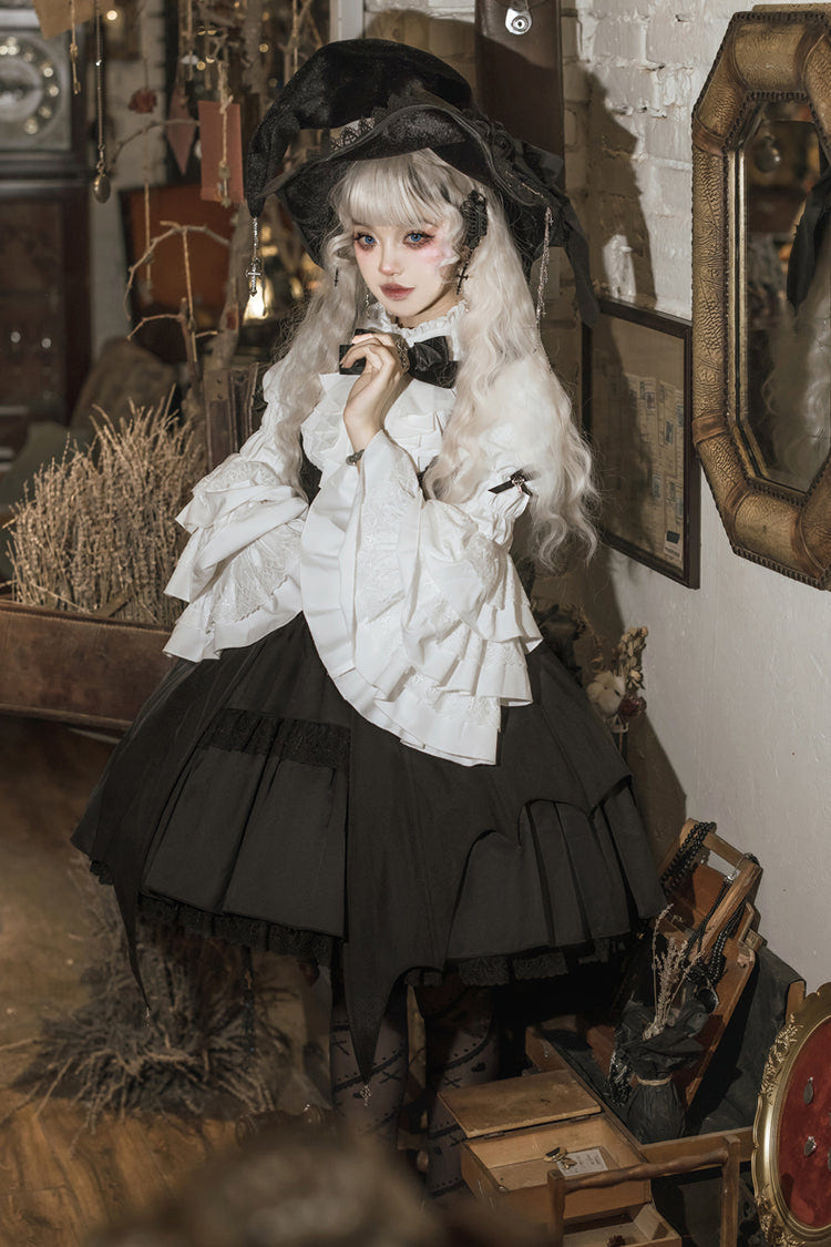 Black Magical Girl Ruffle Cardigan Bowknot Gothic Princess Lolita Strap Dress - Product - 9
