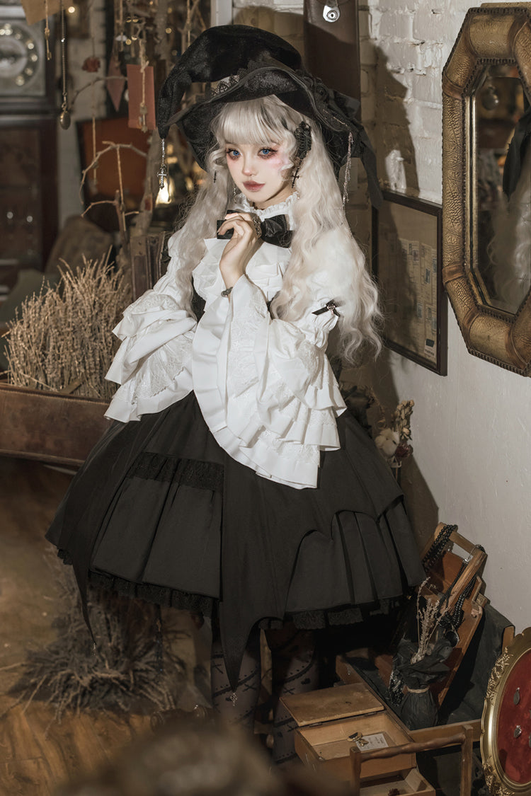 Black Magical Girl Ruffle Cardigan Bowknot Gothic Princess Lolita Strap Dress - Product - 9