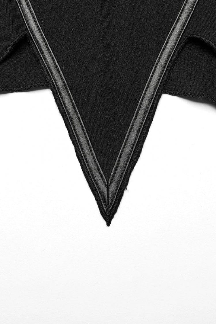 ブラック 長袖 月 プリント Leather 切り替え 変形 レディース スチームパンク T-シャツ 商品画像