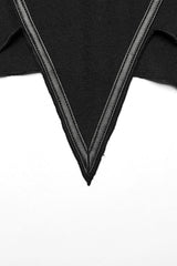 Black Long Sleeves Moon Print Leather Stitching Irregular Womens Steampunk T-Shirt - Product - 8