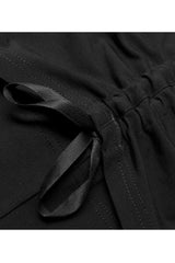 Black Side Open Drawstring Design Sexy Elastic Women's Punk Flared Pants - Product - 8