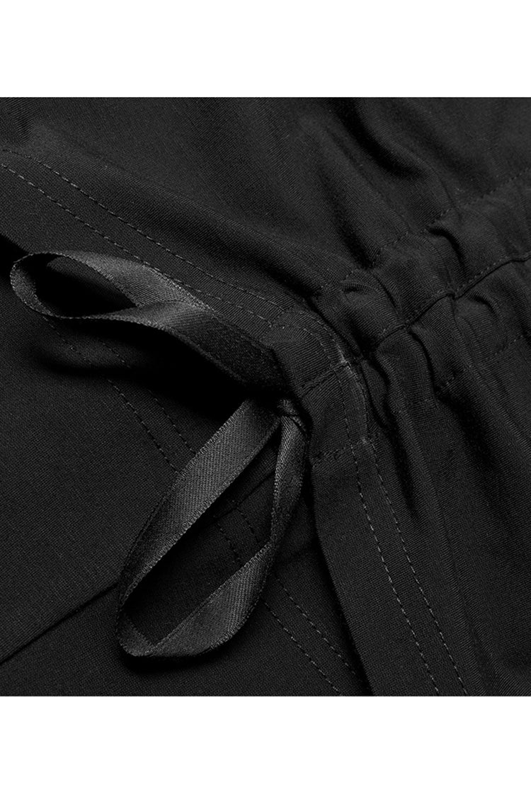 Black Side Open Drawstring Design Sexy Elastic Women's Punk Flared Pants - Product - 8