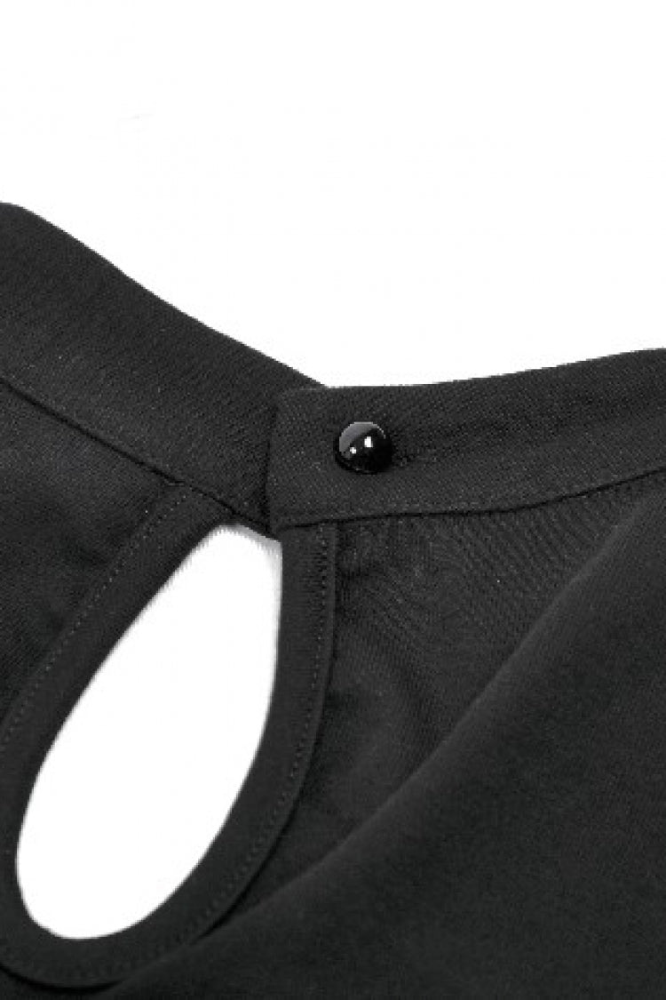 Black Women's Punk Cross Eyelet Cut-Out Coffin Mesh Splice Tank Top - Product - 15