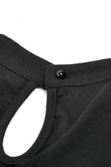 Black Women's Punk Cross Eyelet Cut-Out Coffin Mesh Splice Tank Top - Product - 15