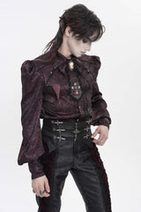 Black Jacquard Lace-Up Slim Men's Gothic Handsome Girdle - Product - 9
