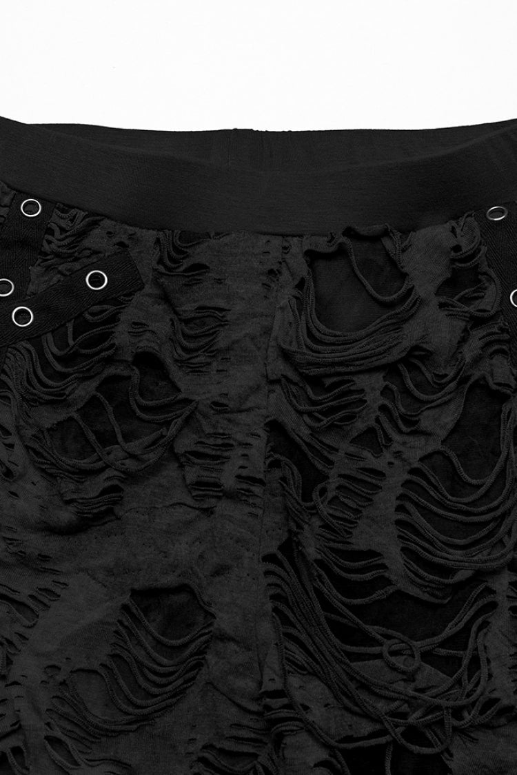 Slim Ripped Eyelet Chain Women's Steampunk Leggings 2 Colors - Product - 5