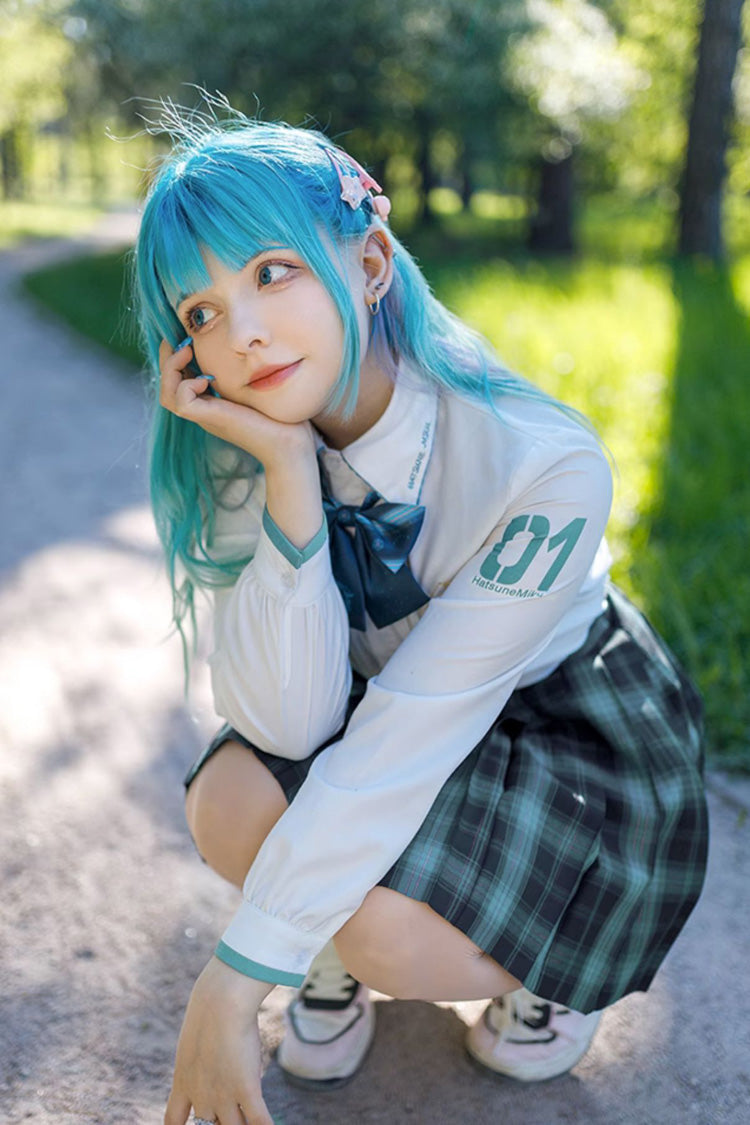 Blue/Green Plaid Print Sweet Japanese School Pleated Skirt - Product - 3