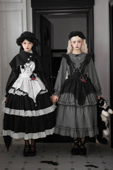 [Castle Night] Long Sleeves Ruffle Embroidery Gothic Lolita Dress 2 Colors - Black - 1