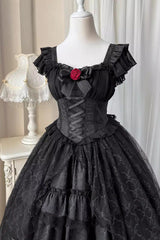 Black Elegant Bride Gorgeous Tea Party Gothic Lolita Tiered Dress - Product - 10