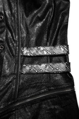 Black Stand Collar Metal Buckle Long Sleeves Mens Steampunk Coat - Product - 13