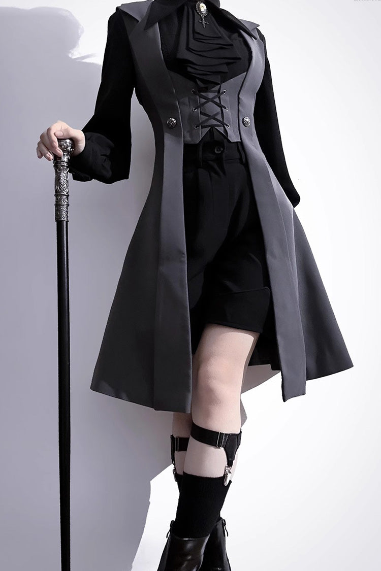 Black/Grey Dark Night Overture Gothic Vintage Ouji Fashion Lolita Vest - Product - 2