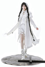 White Bionic Dimension Futuristic Mechanical Style Print Ouji Fashion Lolita Shorts - White - 13